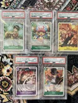 ONE PIECE – 2nd Anniversary Tournament Gold Stamp (ENGLISH) PSA 10 COMPLETE 5 - Image 1