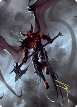 Burning-Rune Demon Art Card (Gold-Stamped) - Art Series: Kaldheim (ASKHM) - Image 1