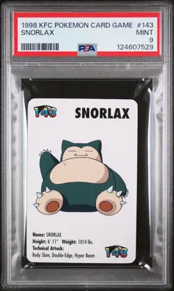 1998 KFC POKEMON CARD GAME #143 SNORLAX PSA 9 - Image 1