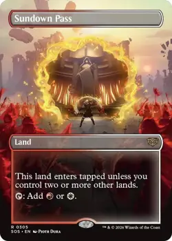 MtG Sundown Pass R 0305 Secrets of Strixhaven Rare Foil Borderless - Image 1
