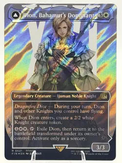 Dion, Bahamut’s Dominant Bahamut, Warden of Light Borderless SURGE FOIL 521 MTG - Image 1