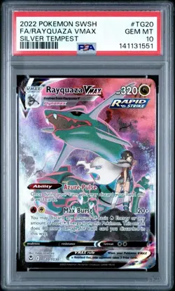 Pokemon Rayquaza VMAX Ultra Rare Full Art Holo Silver Tempest TG20 PSA 10 - Image 1
