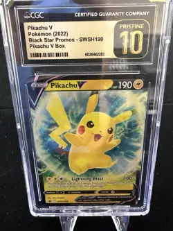 Pokemon -Pikachu V Black Star Promo - SWSH198 - Pristine 10 - PUPRN198 - Image 1