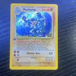 Pokemon Machamp 1st Edition Base Set Holo Rare 8/102 1999 WOTC English Card - Image 3