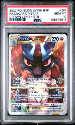 2023 POKEMON SWSH BLACK STAR PROMO #291 FULL ART/LUCARIO VSTAR PSA 10 - Image 1