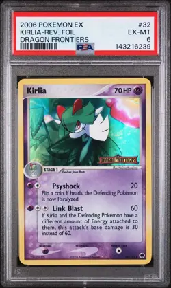 PSA 6 EX-MT Pokemon 2006 Ex Dragon Frontiers Kirlia Reverse Rev Foil Holo #32 - Image 1