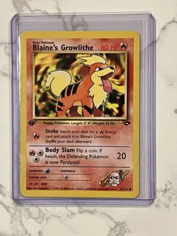 Pokemon TCG Blaine's Growlithe 1st Edition Gym Heroes 62/132 WOTC Vintage (2000) - Image 1