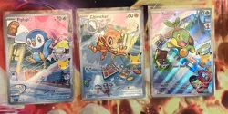 Pokemon First Partner Illustration Rare Turtwig Chimchar Piplup 30th Anniversary - Image 1