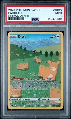 Ditto GG22/GG70 Sword Shield Crown Zenith Pokemon PSA 9 - Image 1