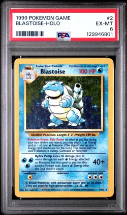1999 POKEMON BASE SET UNLIMITED #2 BLASTOISE-HOLO PSA 6 - Image 1