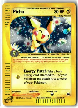 Pichu ⭐ 22/165 Holo 🌀 Swirl 🌀 Rare Expedition Base Set 2002 Pokemon NM/LP - Image 1