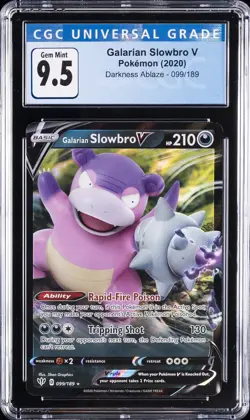 2020 POKEMON DARKNESS ABLAZE #099/189 GALARIAN SLOWBRO V CGC 9.5 - Image 1