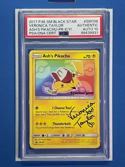 2017 Pokemon SM Black Star Promo I Choose You! #SM108 Ash's Pikachu PSA10 - Image 1
