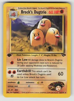 Brock's Dugtrio 22/132 Rare Gym Challenge Pokemon First Edition NM - Image 1