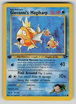 Giovanni's Magikarp 73/132 Gym Challenge 1st Edition Pokemon LP - small indent - Image 1