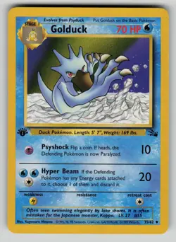 Golduck 35/62 Fossil 1st Edition Pokemon LP - Image 1