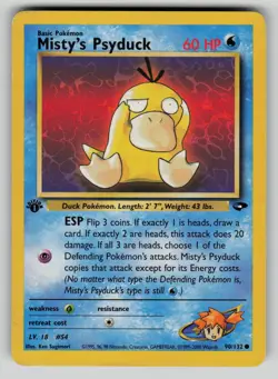 Misty's Psyduck 90/132 Gym Challenge 1st Edition Pokemon HP - Image 1