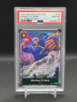 2025 One Piece A Fist Of Divine Speed Alt Art Monkey D. Garp #OP11-095 PSA 10 GE - Image 1