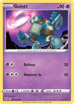 Golett 076/189 Swsh03: Darkness Ablaze Regular NM-Mint Pokemon Card TCG - Image 1
