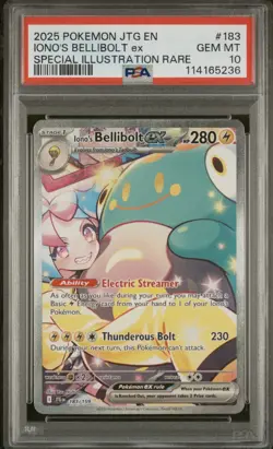 2025 Pokemon JTG EN IONO’S BELLIBOLT #183 Special Illustration Rare PSA 10 - Image 1
