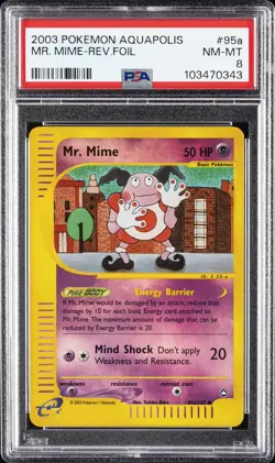 2003 POKEMON AQUAPOLIS #95A MR. MIME-REVERSE FOIL PSA 8 - Image 1