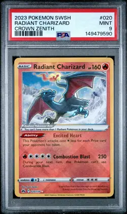 Radiant Charizard 020/159 Sword Shield Crown Zenith Pokemon PSA 9 - Image 1