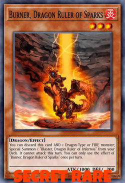 Burner, Dragon Ruler of Sparks BLMM-EN123 1st ED Yu-Gi-Oh! SECRET RARE - Image 1
