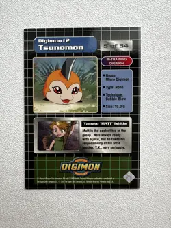 Digimon Card Matt & Tsunomon 5 Of 34 Animated Series Holo Trading Card - Image 3