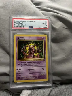 2000 Pokemon Promo #14 MEWTWO Black Star WOTC Common Base Set Pokemon Card PSA 9 - Image 2