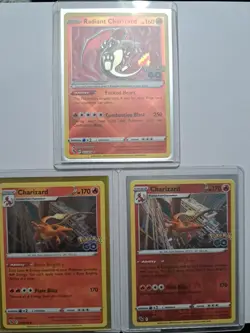 Pokemon TCG POGO 3 Charizard Cards Radiant, Holo, And Reverse Holo - Image 1