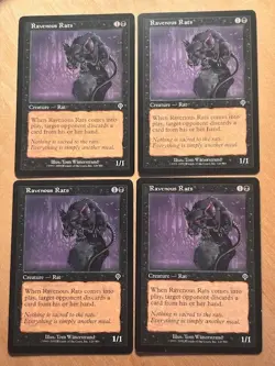 Magic the Gathering MTG 4x Ravenous Rats Invasion LP Playset - Image 1