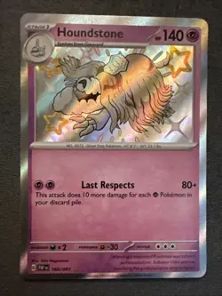 Pokemon TCG Scarlet & Violet Paldean Fates Houndstone Card 168/091 Shiny Rare - Image 1