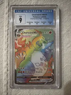 Pokemon SWSH Champion's Path 074/073 Charizard Vmax Secret Rainbow PSA CGC 9 - Image 1