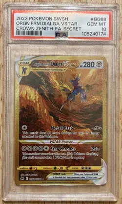 2023 POKEMON CROWN ZENITH SECRET #GG68 FULL ART/ORIGIN FORME DIALGA VSTAR PSA 10 - Image 1