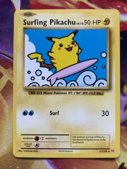 Pokemon TCG 2016 Evolutions Surfing Pikachu 111/108 Secret Rare 100% Authentic - Image 1