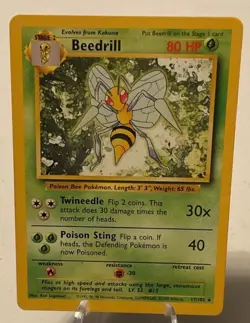 Pokemon TCG Beedrill Base Set 17/102 Rare Regular Stage 2 80 HP English - Image 1