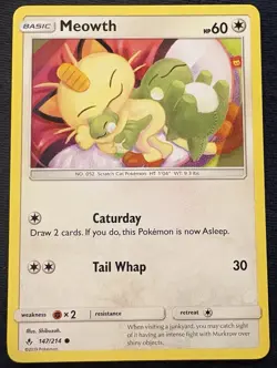Pokemon Meowth Common Normal SM Unbroken Bonds 147/214 NM TCG - Image 1