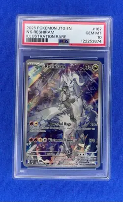 2025 POKEMON JTG EN-JOURNEY TOGETHER ILLUSTRATION RARE #167 N'S RESHIRAM PSA 10 - Image 1
