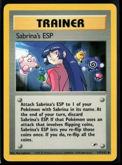 2000 Gym - Heroes Sabrina’s ESP #117 Non Holo Pokemon Card - Image 1