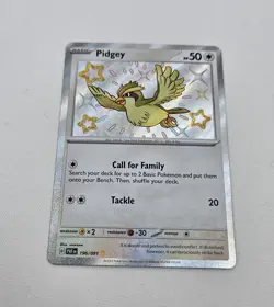 Shiny Pidgey 196/091 SV: Paldean Fates Holo Pokemon Card - Image 1