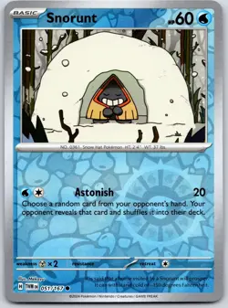 POKEMON TWILIGHT MASQUERADE SNORUNT 051/167 COMMON REVERSE HOLO NM - Image 1