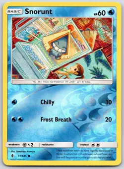 POKEMON GUARDIANS RISING SNORUNT 31/145 COMMON REVERSE HOLO NM - Image 1