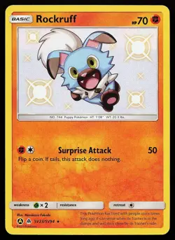 Rockruff SV23/SV94 Shiny Holo Hidden Fates Shiny Vault Pokemon Card - Image 1