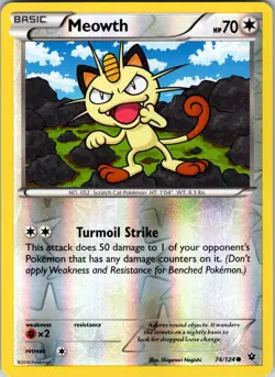 Meowth 74/124 XY - Fates Collide Pokemon TCG LP Reverse Holo - Image 1