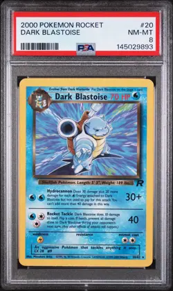 2000 POKEMON ROCKET #20 DARK BLASTOISE PSA 8 - Image 1