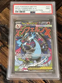 2025 POKEMON MEP EN-ME BLACK STAR PROMO #023 MEGA CHARIZARD X EX PSA 9 - Image 1