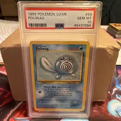 1999 POKEMON BASE SET UNLIMITED #59 POLIWAG PSA 10 - Image 1