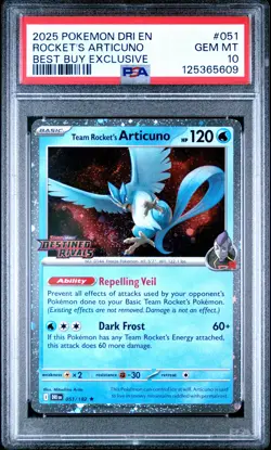 2025 POKEMON DRI EN-DESTINED RIVALS #051 TEAM ROCKET'S ARTICUNO PSA 10 - Image 1