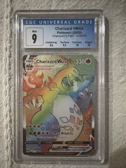 Pokemon SWSH Champion's Path 074/073 Charizard Vmax Secret Rainbow PSA CGC 9 - Image 1