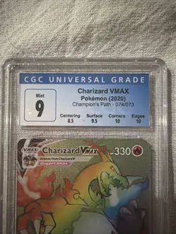 Pokemon SWSH Champion's Path 074/073 Charizard Vmax Secret Rainbow PSA CGC 9 - Image 5